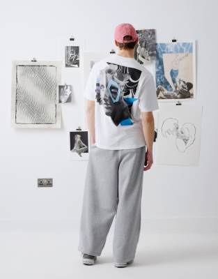 Topman X Becky Baier Premium Heavyweight Oversized Fit T-shirt With Front And Back Patch Print And Embroide In White