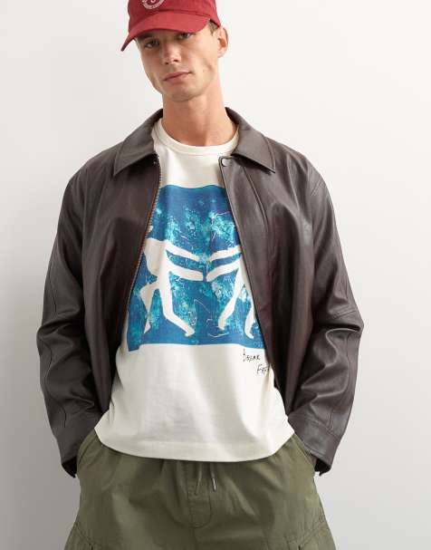 Topman x Jing boxy crop t-shirt med abstrakt Breaking Free-grafik och broderi i ecru - view 1