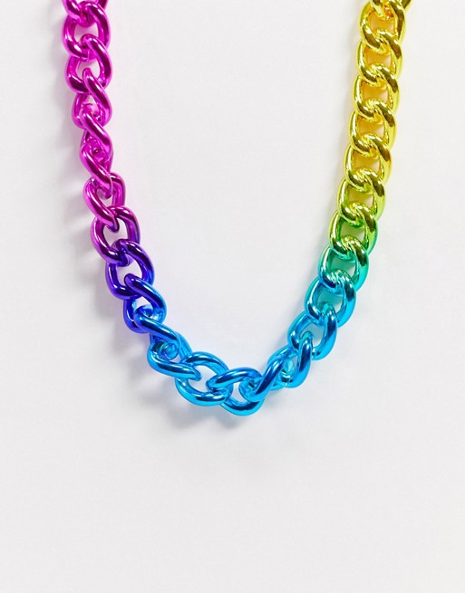Topman X PRIDE neckchain in multicoloured links