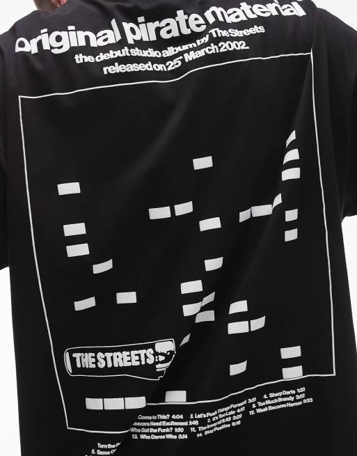 Topman x The Streets - T-shirt ultra oversize de qualité supérieure avec imprimé brodé devant et au dos - Noir, 3 de 4