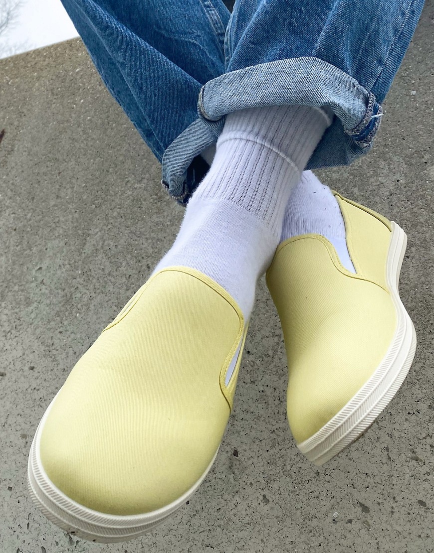 Topman yellow canvas slip on sneakers