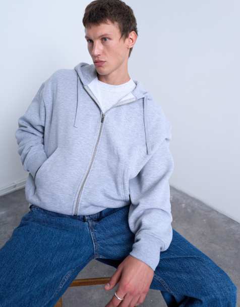 Topman – Zapinana na suwak szara bluza oversize z kapturem - view 1