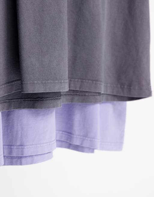 Topman – Zestaw 2 T-shirtów oversize w spranym szarym i liliowym kolorze, 4 z 4