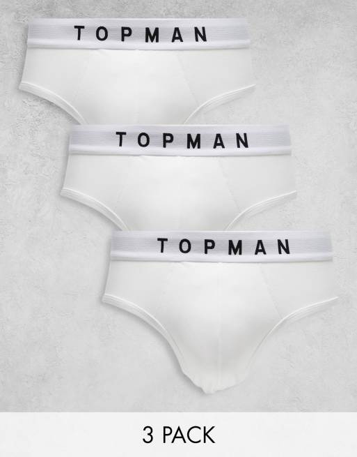 Topman – Zestaw 3 par białych bokserek z białą gumką w pasie