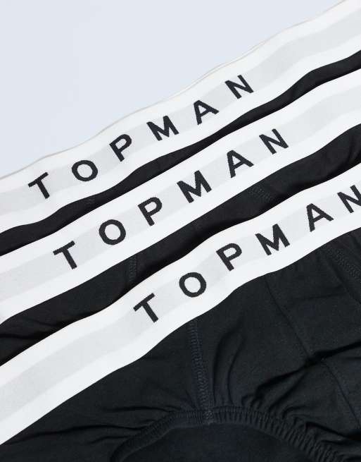 Topman – Zestaw 3 par czarnych slipek z białą gumką, 2 z 3