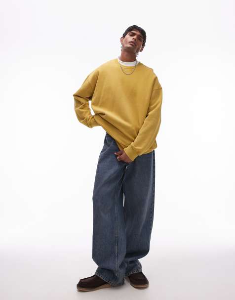 Topman – Żółta bluza oversize z efektem sprania - view 1