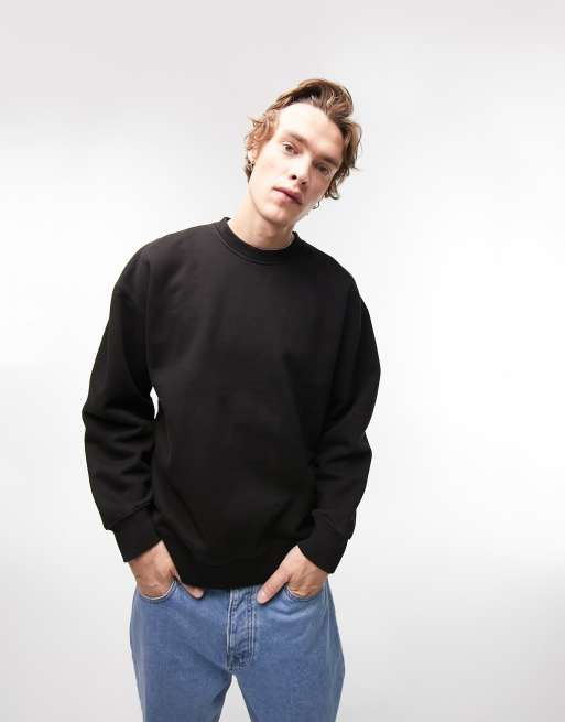 Topman Zwaar Oversized Sweatshirt In Zwart Asos