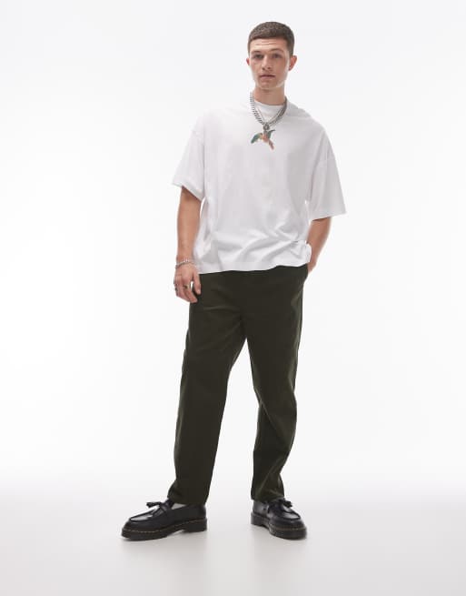 Topman – Zwężane sztruksowe spodnie w kolorze khaki