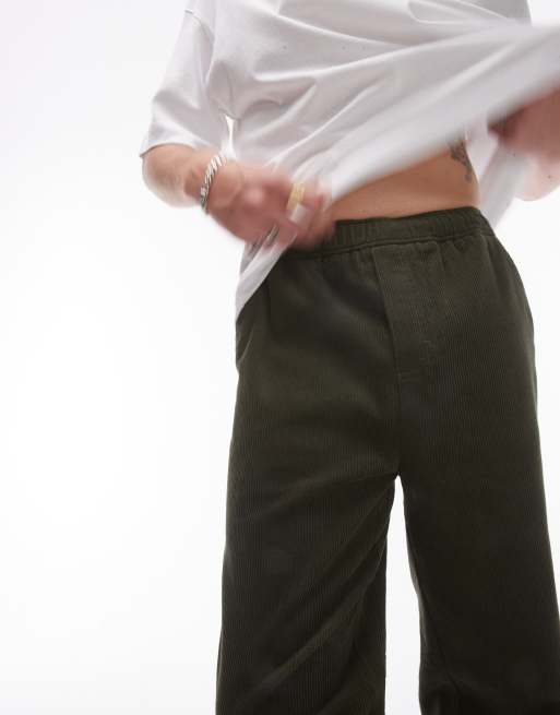 Topman – Zwężane sztruksowe spodnie w kolorze khaki, 4 z 5