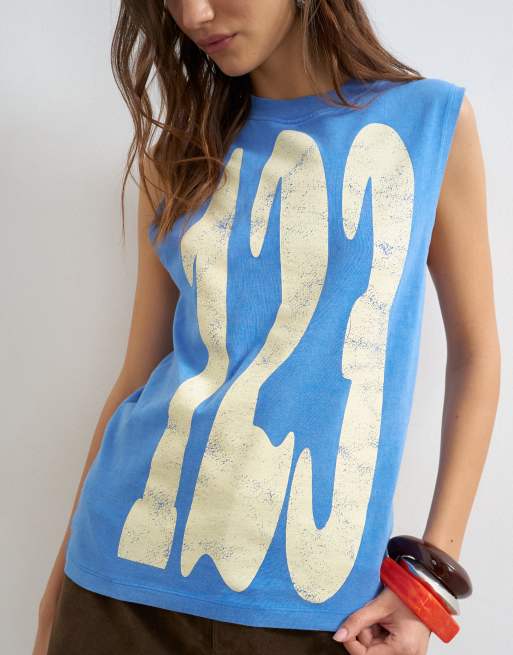 Topshop - '123 ' - Mouwloze tanktop in blauw, 3 van 4