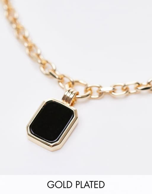 Black stone gold deals necklace