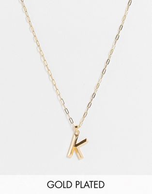 Topshop 14k gold plated K initial pandant necklace