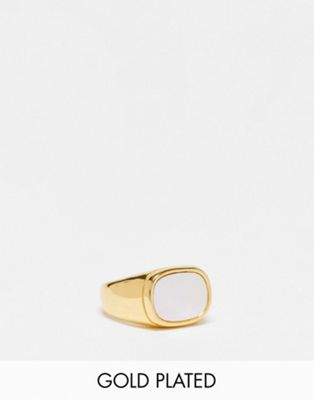 TOPSHOP 14K GOLD PLATED OPAL STONE RING