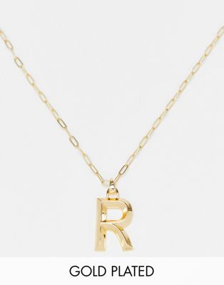 Topshop 14k gold plated R initial pandant necklace