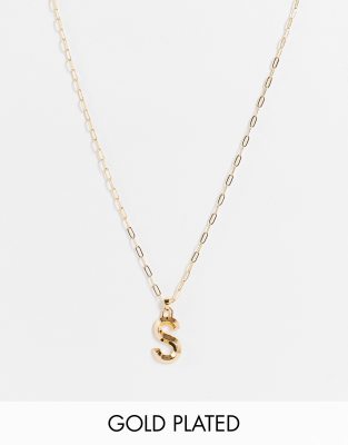 Topshop 14k Gold Plated S Initial Pandant Necklace In Gold