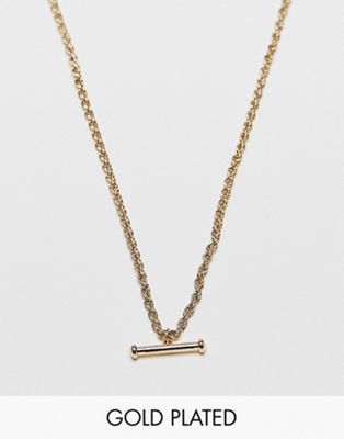 Topshop 14k gold pleated t bar chain