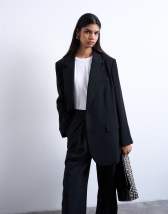Topshop 2 button relaxed fit blazer in black