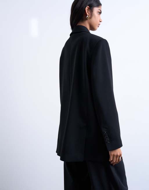 Topshop 2 button relaxed fit blazer in black