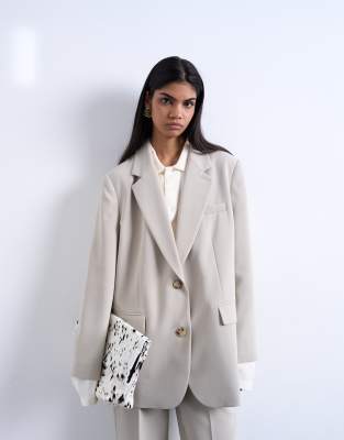 Topshop 2 Button Relaxed Fit Blazer In Gray
