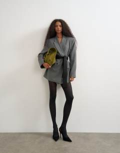 Model wearing 2 pack 50 denier tights in black