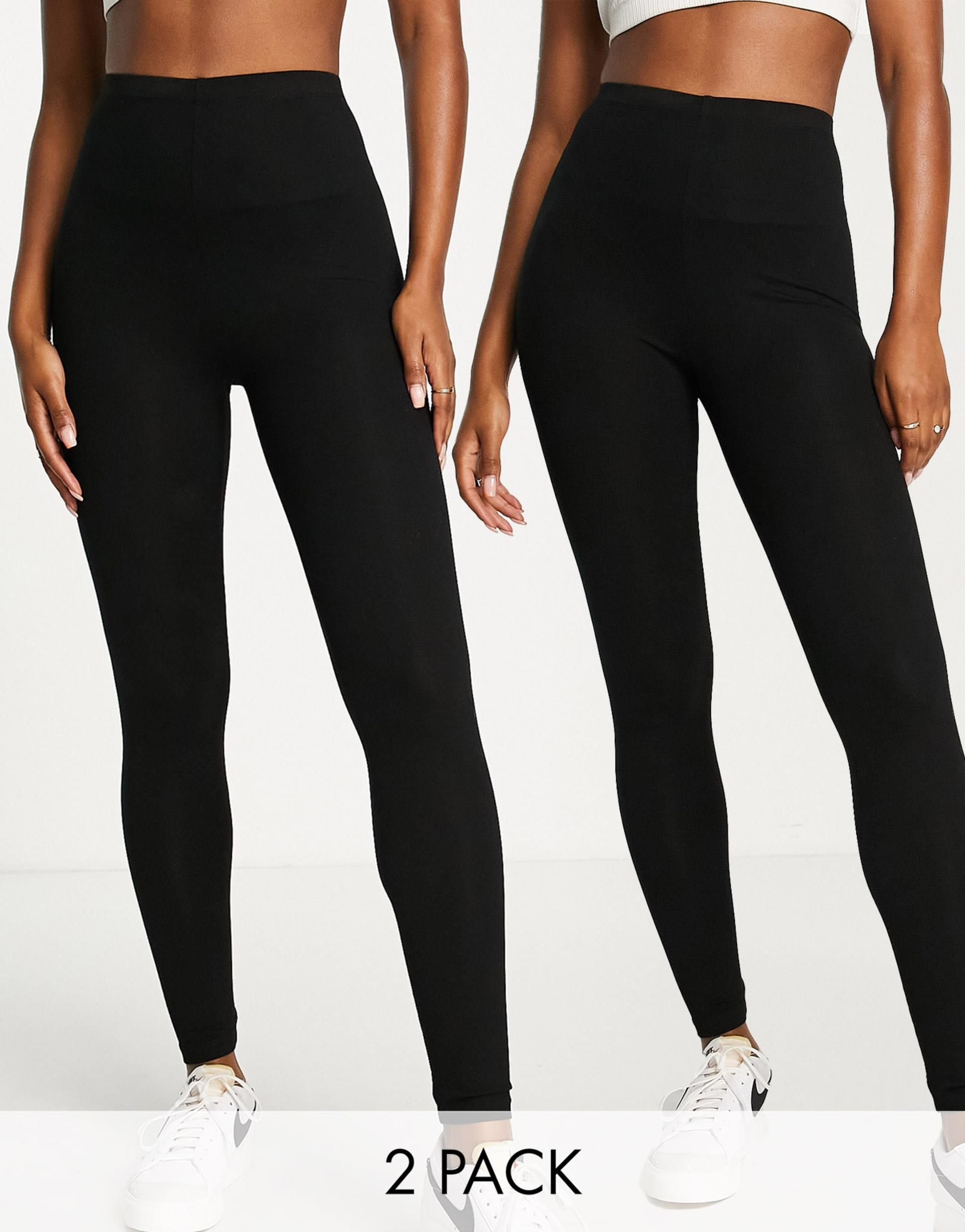 topshop 2 pack ankle leggings in black