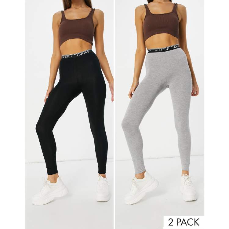 Topshop 2 pack leggings in black & gray