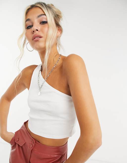 Ribbed one store shoulder top