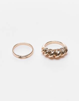 Topshop 2 pack twisted rings in gold