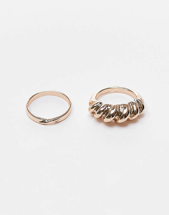 Topshop - 2 pack twisted rings in gold