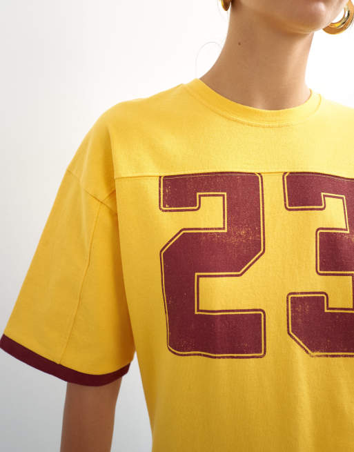 Topshop '23' graphic shrunken tee in orange, 4 of 4