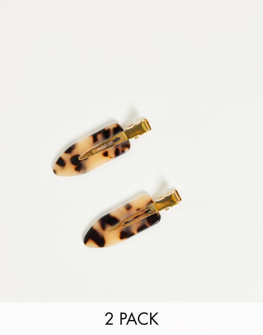 Topshop – 2er-Pack ovale Haarspangen in milchiger Schildpattoptik