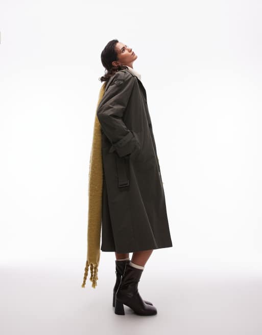 Topshop green trench coat sales