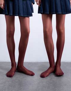  Topshop 2pk 15 denier sheer tights in burgundy