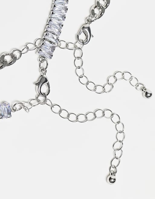 Topshop 2pk baguette and crystal choker
