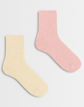 Topshop 2pk cosy fluffy socks in pink and off white