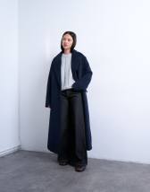 Topshop 3 button brushed coat with wool in navy