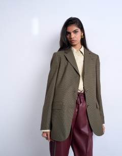 3 button mensy blazer in heritage check in green