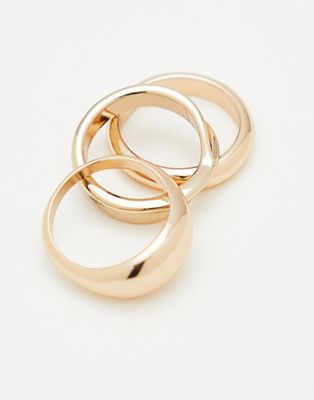 Topshop 3 pack of assymetric rings in gold