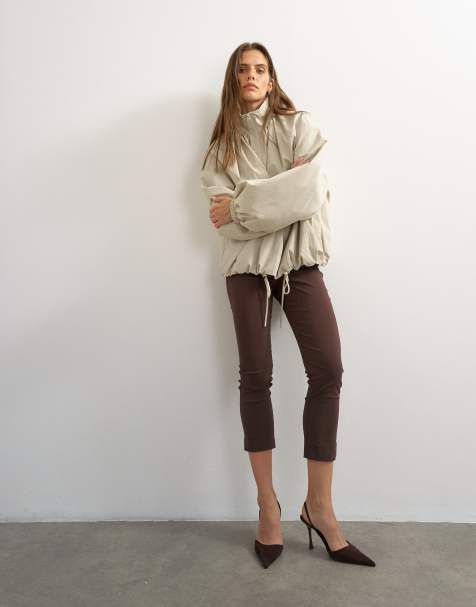 Topshop 3 quarter length capri in brown - view 1