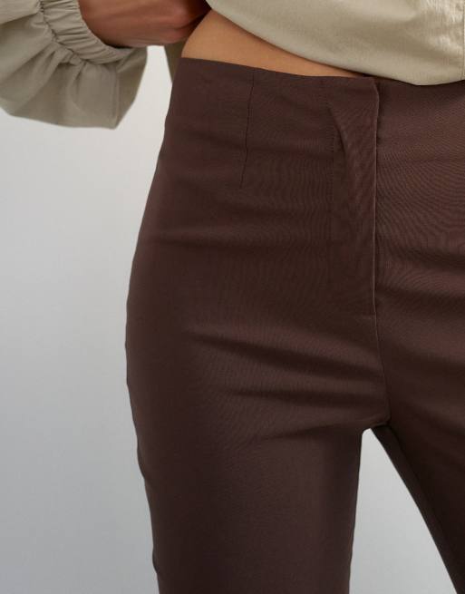 Topshop 3 quarter length capri in brown, 3 of 5