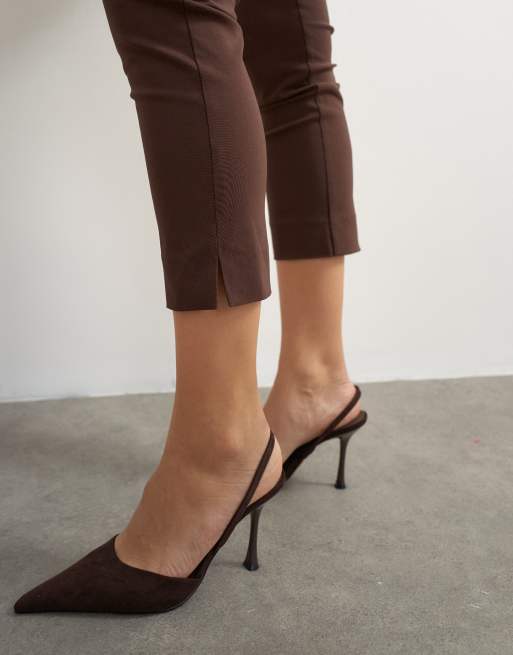 Topshop 3 quarter length capri in brown, 4 of 5