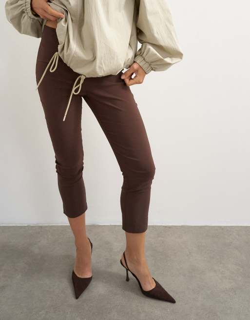 Topshop 3 quarter length capri in brown, 5 of 5