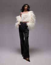 Topshop tinsel top in brown