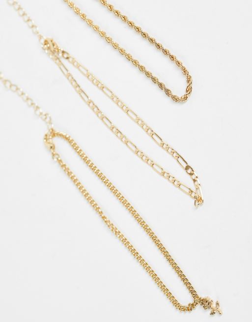 Topshop – 3er-Pack Fußkettchen in Gold-Optik mit Rosenanhänger , 4 von 4