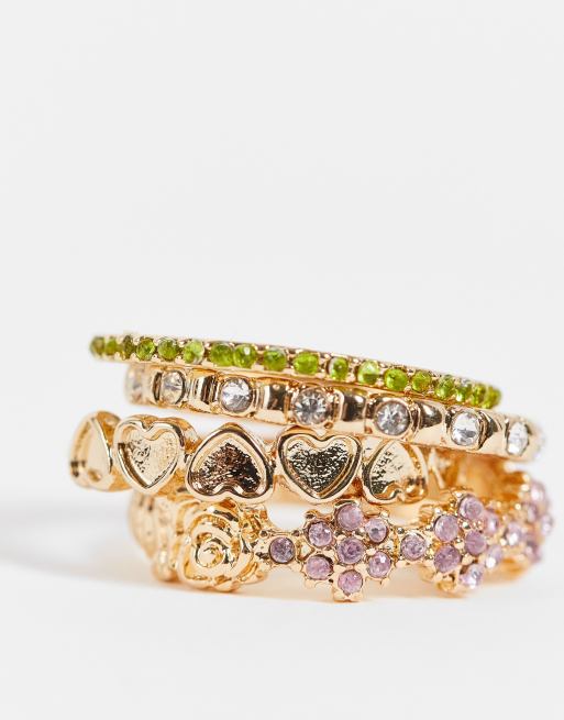 Topshop 6 pack rings in gold, 3 of 4