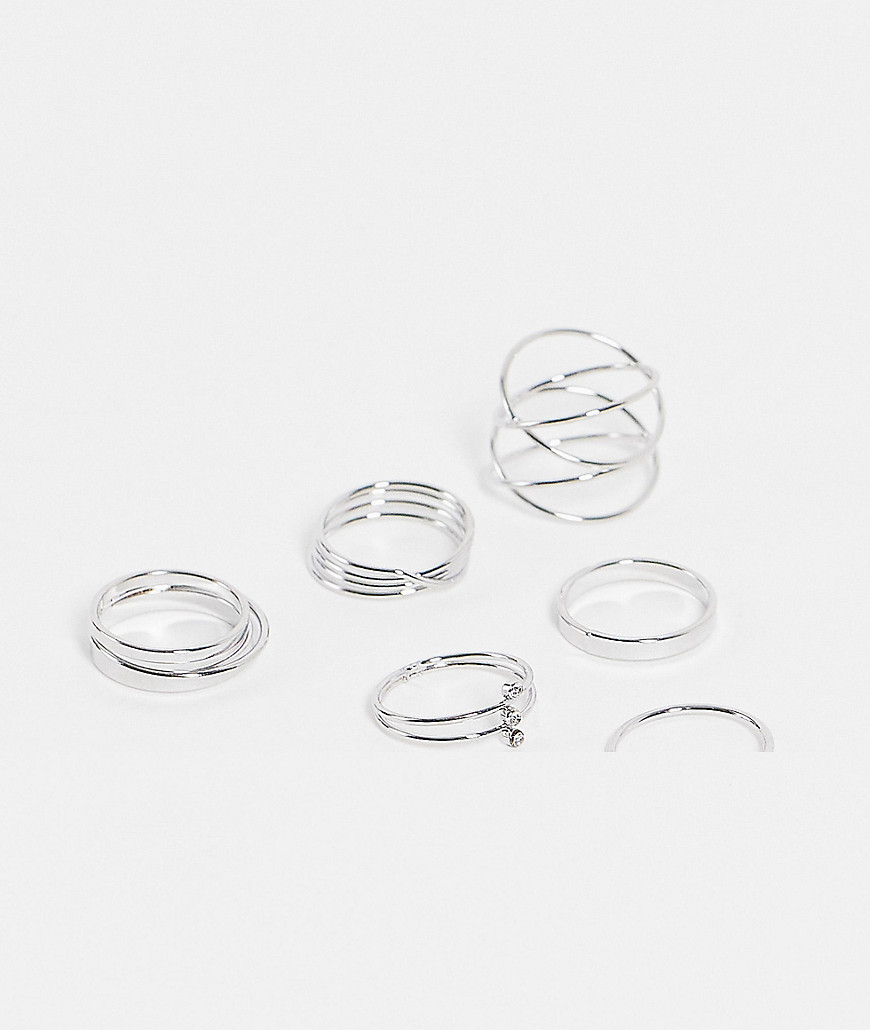 Topshop 6-pack statement rings in silver