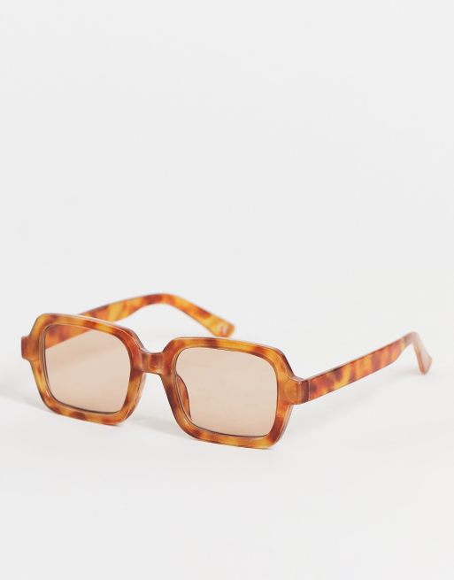 Topshop 70s plastic rectangle sunglasses in tortoiseshell