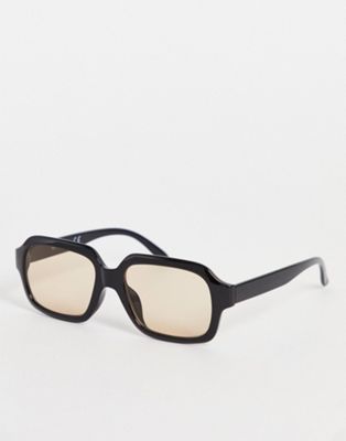 Topshop 70s rectangle sunglasses with orange lens