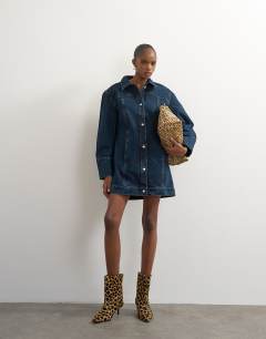 80's extreme shoulder western dress in dark rinse