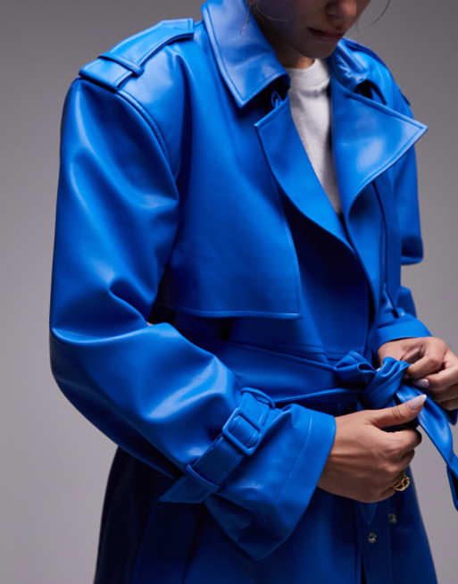 Cobalt blue 2024 faux leather jacket